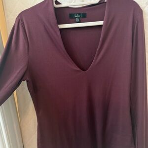 Lulu's Burgundy Ribbed Knit Top
